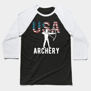 USA Archery Lover American Flag Sport Support Athlete Tokyo Archery Bow Arrow Archer USA Baseball T-Shirt